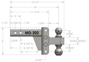 Bulletproof Hitch / 2″ Shank / 2″ Drop / 2-5/16″ & 2″ Ball